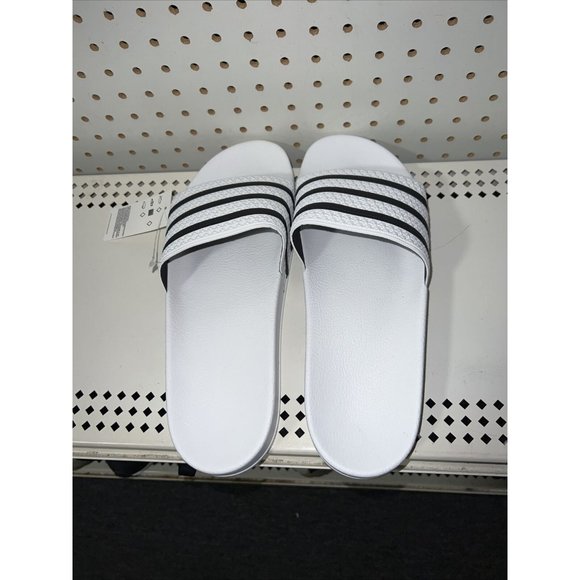 Adidas Adilette Mens Sport Sandals Slides Flip Flops Size 11 White Black 280648 - Picture 2 of 8